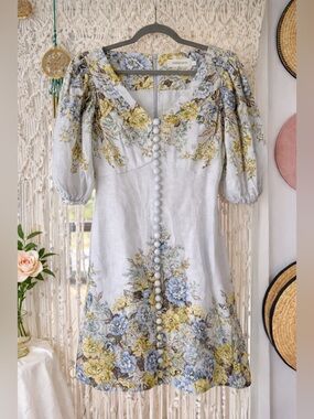 SOLD 
Zimmermann Floral Linen Mini Dress – Size 1 (US S/4) – Excellent Condition